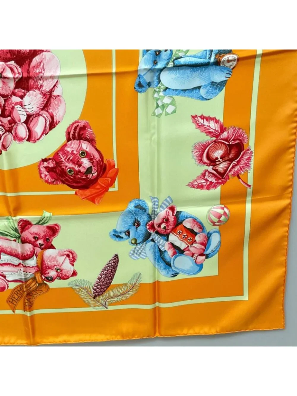 Hermes Large Scarf Carre 90 Confidents Des Coeurs Friends Of The Heart Teddy